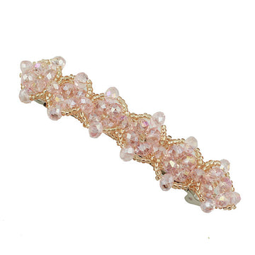 Beaded Crystal Floral Princess Barrette Pink